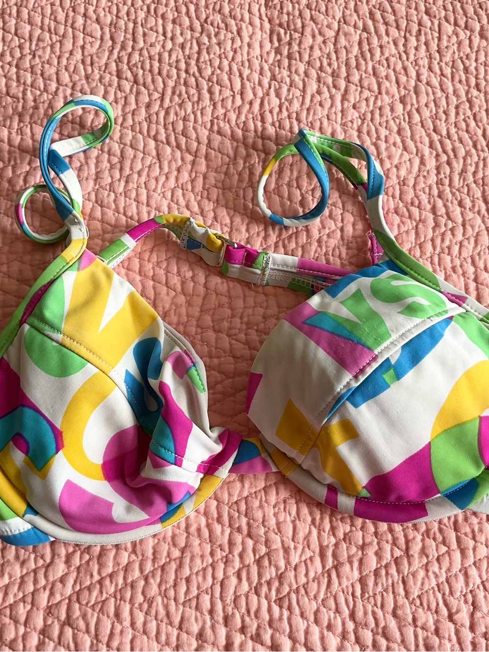 Colorful Graphic Print Bikini Top